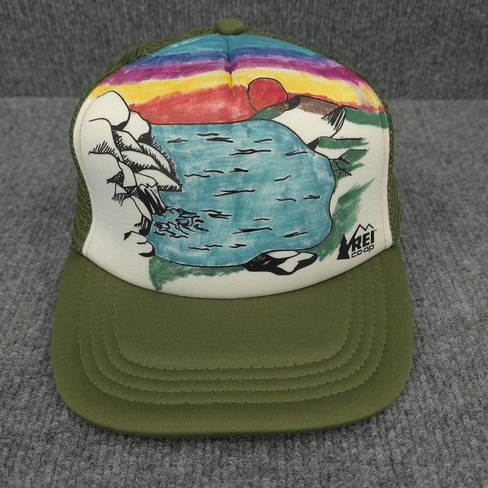 REI Co-op Hat Cap Snap Back Adjustable Green Mesh‎ Trucker Fishing Lake Art Mens - Picture 3 of 10